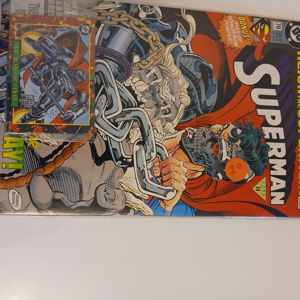 Vintage Un Open 5 Superman Comic with Bonus Card and Poster 1993